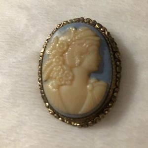 Blue & White Cameo Brooch